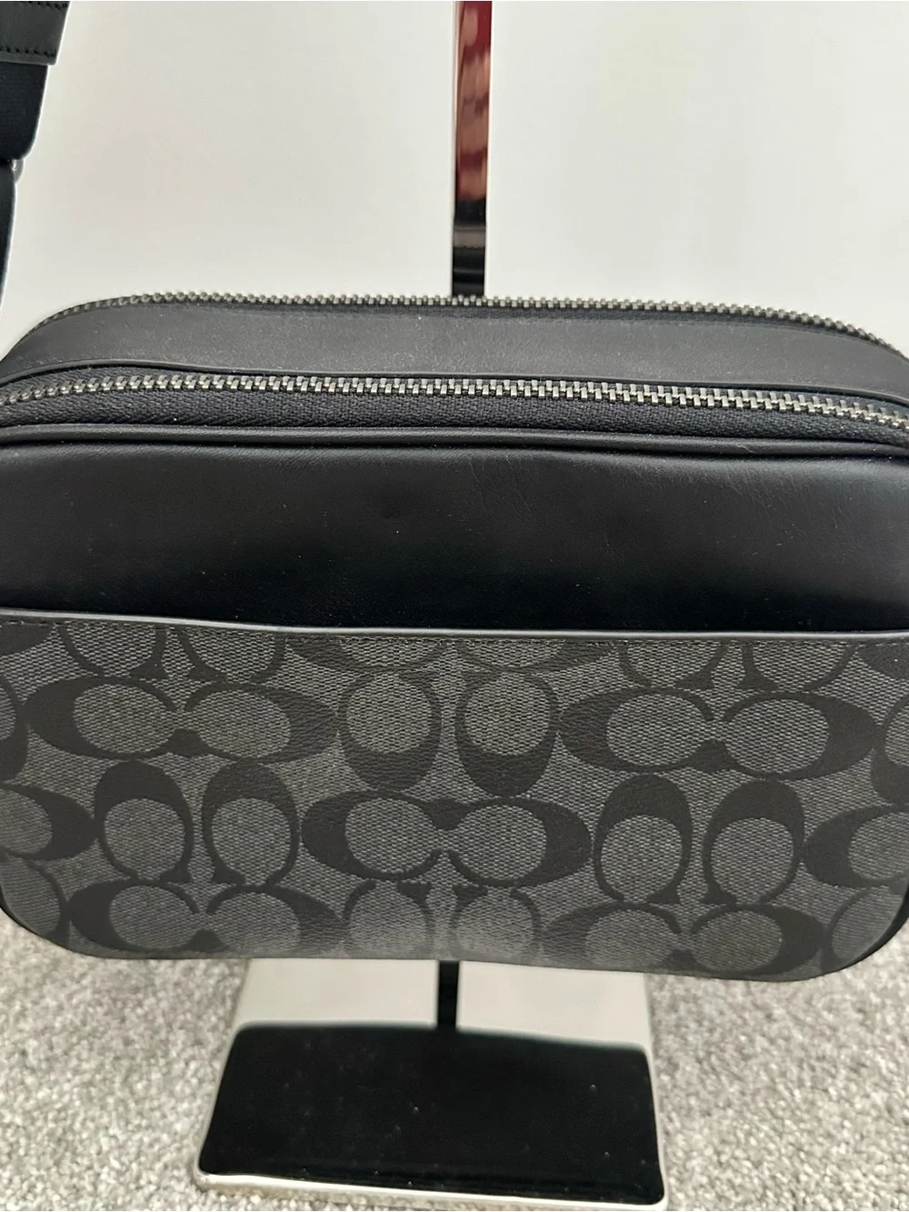 Coach Black Signature Monogram Graham Crossbody Camera Bag